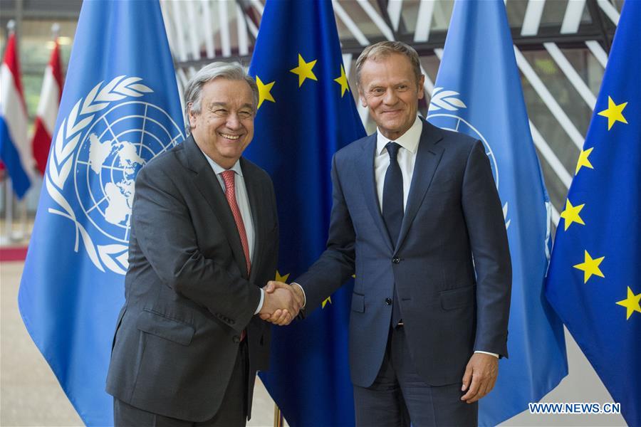 BELGIUM-BRUSSELS-EU-TUSK-UN-GUTERRES-MEETING