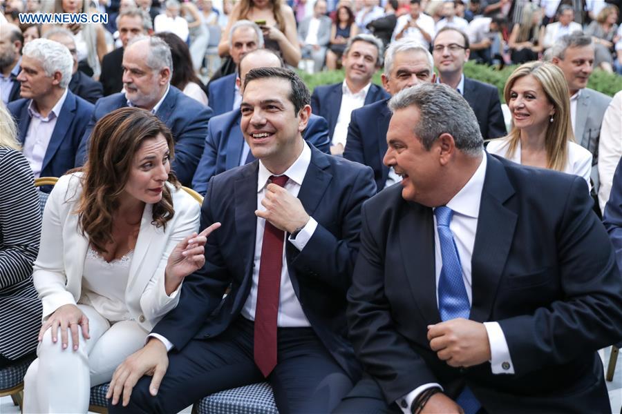 GREECE-ATHENS-DEBT-BAILOUT-EXIT-PM-CELEBRATION