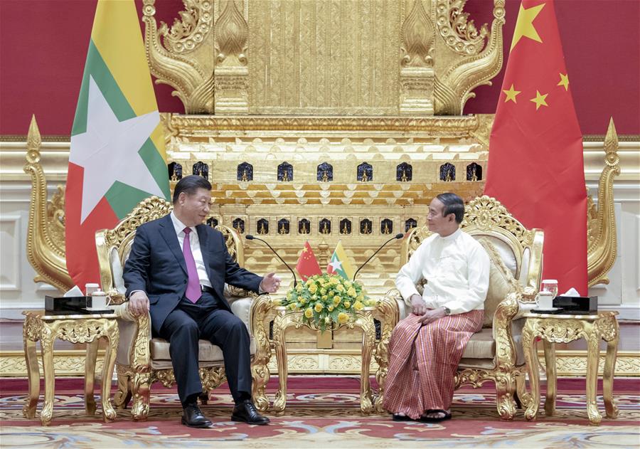 MYANMAR-NAY PYI TAW-CHINA-XI JINPING-PRESIDENT-TALKS  