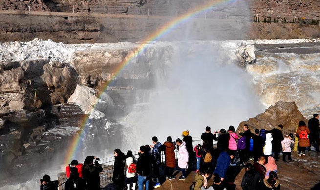 Spectacular scenery of Hukou Waterfall in north China's Shanxi