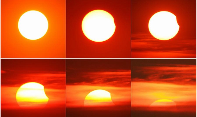 Partial solar eclipse seen in east China's Jiangsu