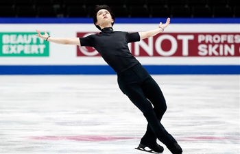 Yuzuru Hanyu of Japan takes part in training session for 2019 ISU World Figure Skating Championships