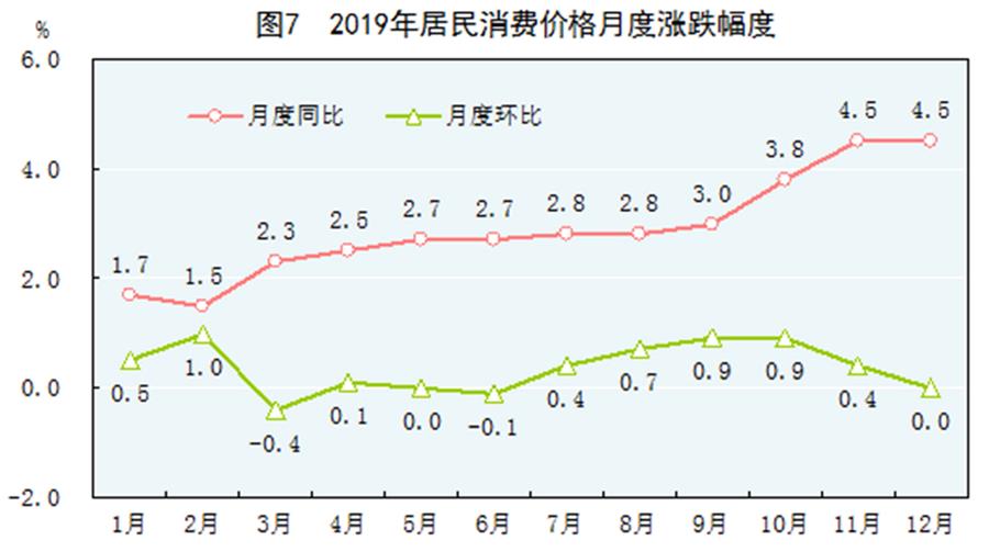 （圖表）［2019年統(tǒng)計(jì)公報(bào)］圖7 2019年居民消費(fèi)價(jià)格月度漲跌幅度